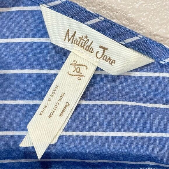 NWOT Matilda Jane Lovely Day Striped & Bowed Nautical Flowy Lightweight Dress XL - Picture 6 of 10